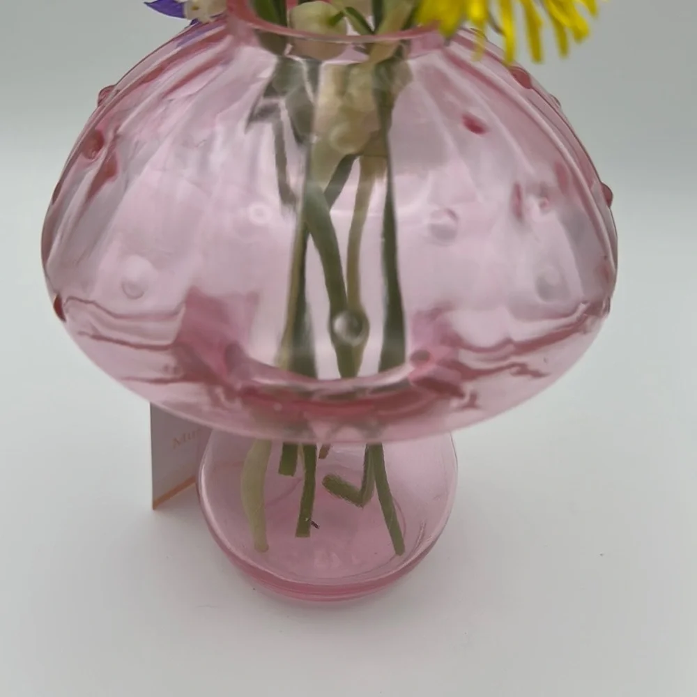 Pink Glass Mushroom Vase/Accent Piece
